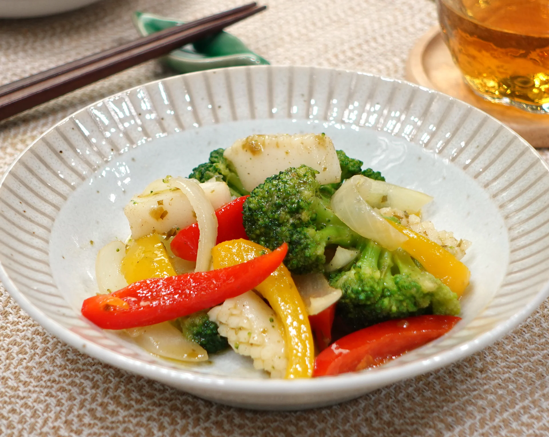 【スチコン】いかと彩野菜の山椒風味